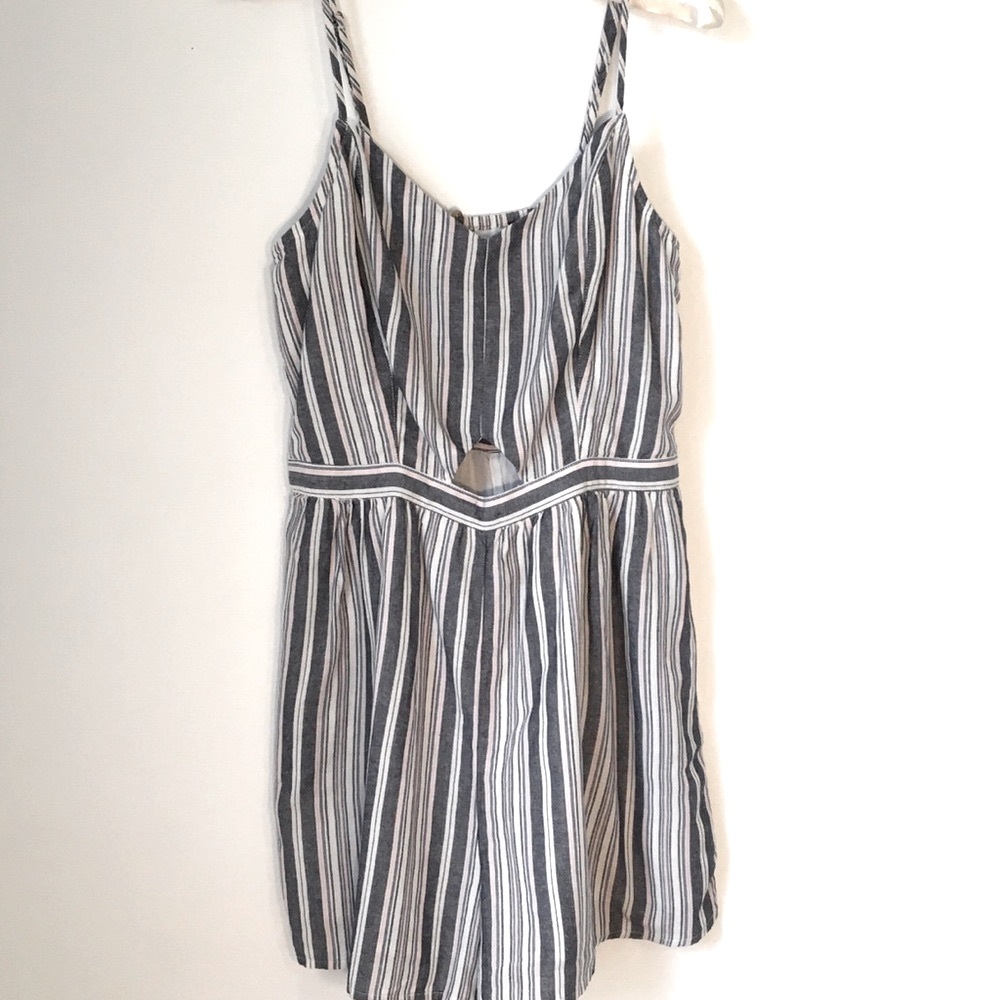 True Craft Striped Strappy Romper w/ Pockets